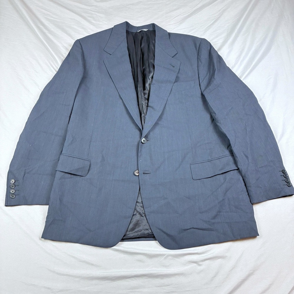Zanella Sport Coat Blazer 44R Blue Pinstripe Textured Italian Wool Classic